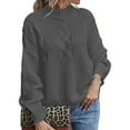 thumbnail image 2 of Duoif Sweaters for Women Trendy Women's Round Neck Flower Knitted Long Sleeved Shirt Pullover Sweater Women's Sweaters Womens Tops Grey XXXL, 2 of 5