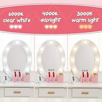 Kids Vanity Set with Drawer and Stool, Girls Vanity Set with with Lights and Mirror for Girls, Wood Makeup Playset Birthday for Age 4-9 Years, Pink/White