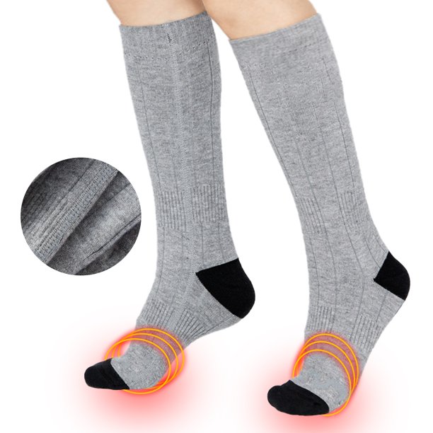 Calcetines de calefacción con regulación de temperatura, calcetines eléctricos de tubo largo, calcetines de calefacción eléctrica cálidos, calentador de pies con calefacción de carga Pompotops qyievc249