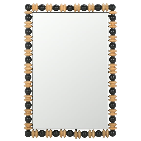 SAFAVIEH Azaria 25" x 35" Black/Natural Rustic Wall Mirror