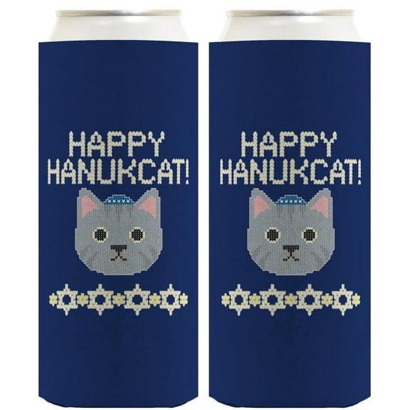 Cat Hanukkah Hanukkah Happy Hanukcat 2-Pack Ultra Slim Can Thermocoolers