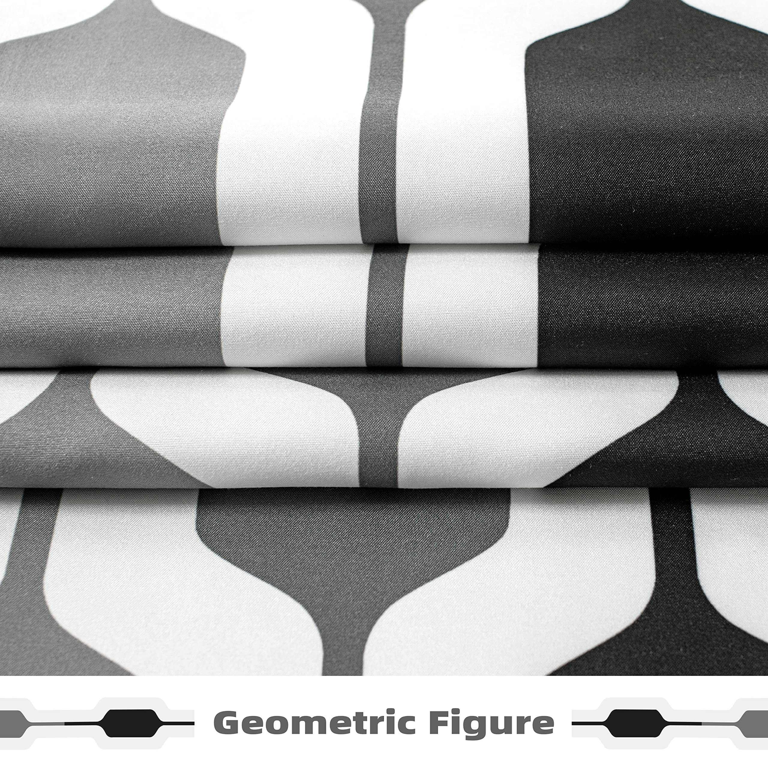 DriftAway Riley Geo Lined Window Curtain Valance Mid Century Geometric Blocked Pattern 2 Layers Rod Pocket, 52" x 18" Plus 2", Black and White Gray
