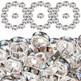 thumbnail image 2 of FRCOLOR 200pcs Rondelle Alloy Rhinestone Spacer Beads Charms for Jewelry Making, 2 of 5