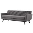 thumbnail image 1 of Tufted Sofa, Velvet, Grey Gray, Modern Contemporary Urban Design, Living Lounge Room Hotel Lobby Hospitality, 1 of 7