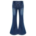 thumbnail image 2 of Lejafay Kids Girls Flared Jeans Jeggings Casual Denim Bell Bottom Pants Denim Trousers Cowboy Bottoms Streetwear Blue 15-16, 2 of 7