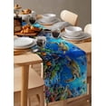 thumbnail image 6 of ERUNPONLY Blue Sea Turtle Ocean Table Runner - 70 Inch Long Colorful Coral Sea Underwater Cotton and Linen Blended Dress Scarves Farmhouse Table Runner for Kitchen Dining, Coffee Table, 13" x 70", 6 of 8