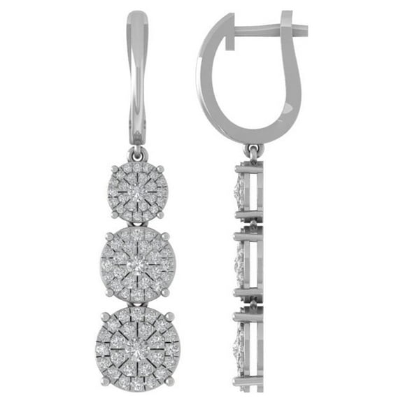 ARAIYA 10K White Gold Cluster Lab Grown Diamond Dangle Earrings (1 cttw, VS Clarity, D-E Color)