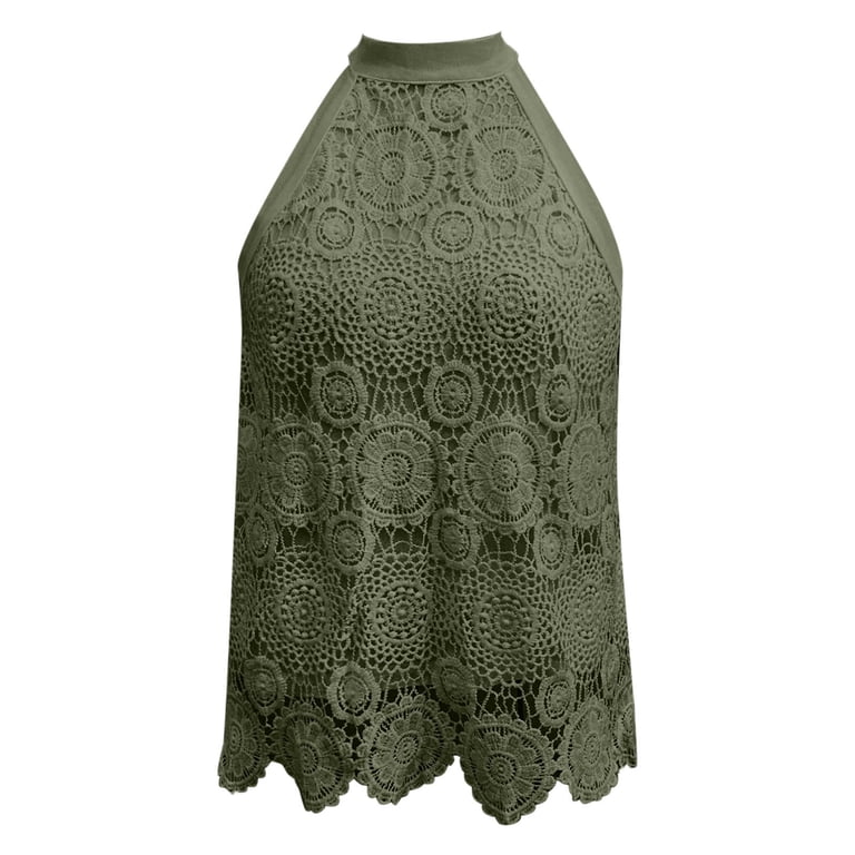 【yo BIOTOP】lace sleeveless top Wdgfv Tops for Women Spring Summer Crochet Lace Hollow Out