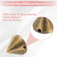 thumbnail image 2 of Uxcell 100Pcs Spike Cone Studs 0.39x0.31" Plastic with Hole for Crafts Bronze Tone, 2 of 6