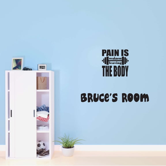 Boys Pain is weakness leaving Body Active Quotes & Sayings Wall Decal Decoration Gym Fitness Motivational Exercise Wall Decal Lasts Years and Easily Removable - Size: 10 In(W) x 8 In(H)