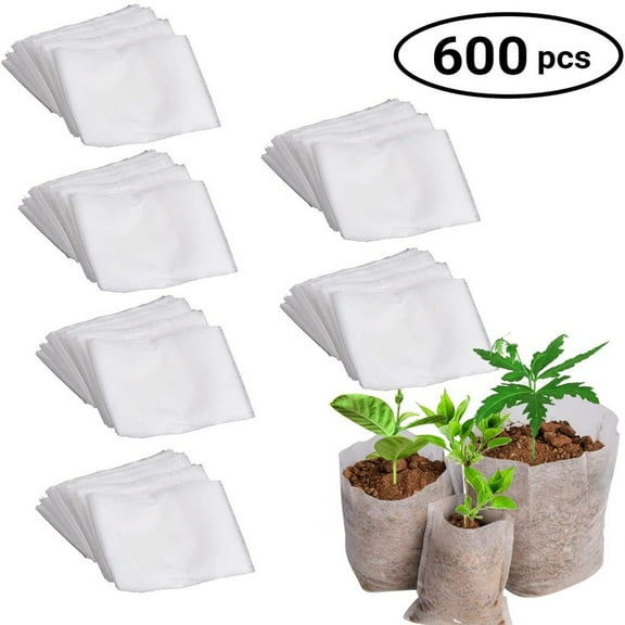 600Pcs Fabric Pots Growing Bags,Non-Woven Seedling Bag,Biodegradable Seedling Planting Bag,For Propagation Pots Cuttings Potatoes Tomatoes Vegetables Flowers Fruit.
