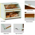 thumbnail image 3 of HOMEKOKO Double Layer Large Bread Box for Kitchen Counter, Wooden Large Capacity Bread Storage Bin (Mint Green), 3 of 6