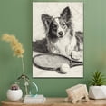 thumbnail image 2 of Shetland Sheepdog Vintage Dog Tennis Canvas – Artistic Sports, Shetland Sheepdog Dog with Tennis Stretched Canvas Size 8x12 Wall Print for Bedroom, Living Room, Office, 2 of 5
