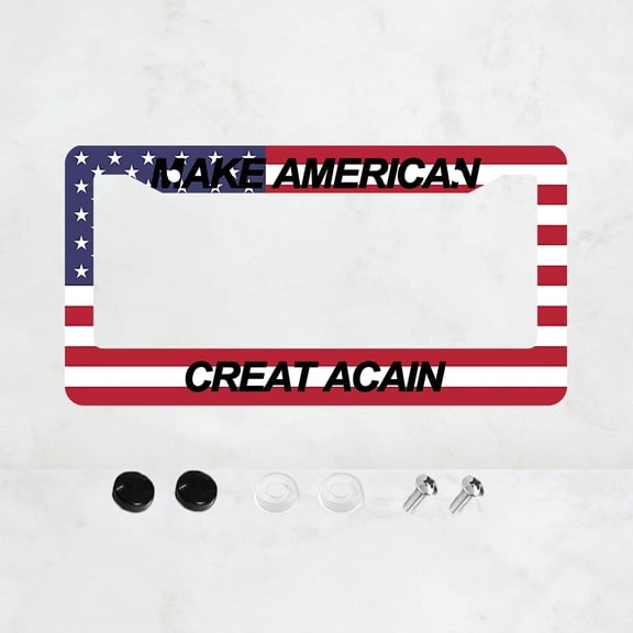 Flag License Plate Prame Aluminum Rust-Proof Auto Parts License Plate Decorative Screws Fit Standard 2 Holes 1 U.S. License Plate, 12x 6 Inch