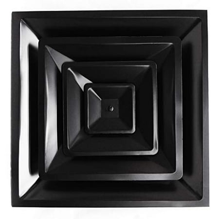 

Drop Ceiling HVAC Supply Grille - For T-Bar Lay-In - 3 Coned - 24 x 24 - For 12 Vent Connection - Black