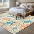 thumbnail image 5 of Teal Sea Turtle Starfish Washable Living Room Rugs 5'x7', Summer Beach Coral Shell Vintage Low Pile Throw Large Area Rugs Non-Slip Sturdy Edge Binding Carpet for Dining Room Bedside Kitchen, 5 of 9