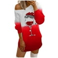 thumbnail image 1 of Pompotops Robe Décontractée d'Automne pour Femmes à Épaules Dénudées, Imprimé de Noël, Manches Longues, Tournesol, 1 of 6