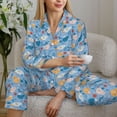 thumbnail image 6 of Fotbe Cute Chickens and Flowers Pattern Long Sleeve Pajama Set for Women,Sleepwear Set,2-piece Loungewear Set,Soft PJs Comfy Nightwear with Pockets -Medium, 6 of 7