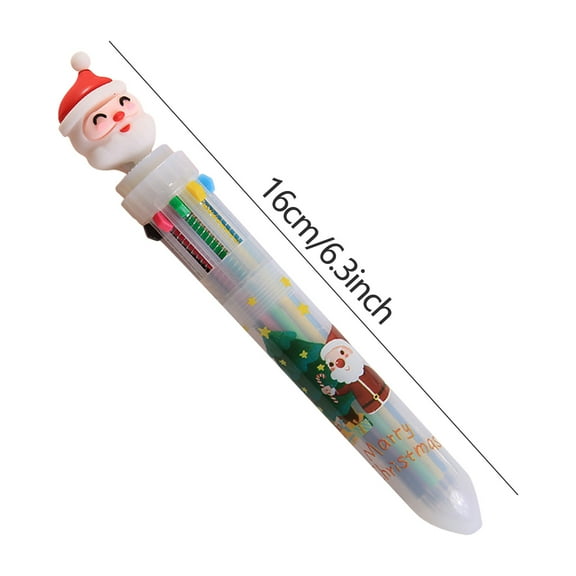 Bouanq Gel Pens, Colored Pencils Cartoon Christmas Style 10-color Ballpoint Pen Manually Press Multi-color Ballpoint Pen Student Multi-function Oil Pen Christmas Gift 1ml Cute Pens Paint Brushes