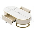 thumbnail image 2 of 47.2" Modern Oval Coffee Table with Drawers,Curved Profile Design, Gold Metal Decor, Center Table for Living Room, 2 of 9