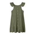 thumbnail image 1 of Ketyyh-chn99 Robe d'Été pour Filles Manches à Volants Robe d'Été pour Bébé Filles Sans Manches Décontractée Taille pour 4-5 Ans, Vert Foncé, 1 of 4