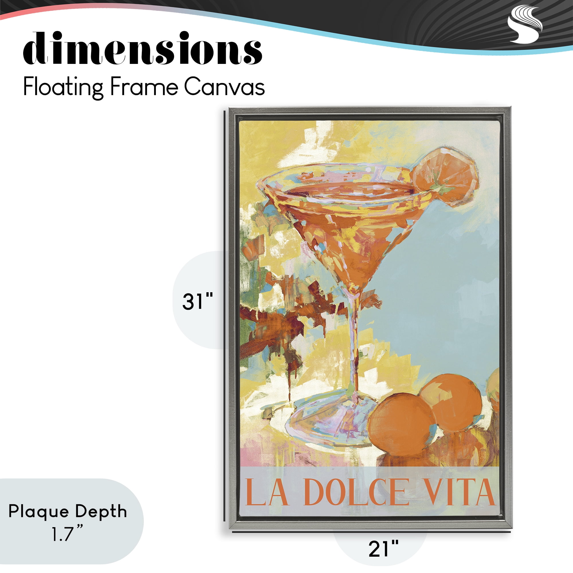 Stupell Industries La Dolce Vita Citrus Cocktail Gray Framed Floater Canvas Wall Art, design by Jane Slivka