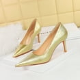 thumbnail image 3 of Zapatos de novia de tacón alto ajustados de primavera y otoño para mujer, de moda, clásicos, de un solo tacón, para boda, 3 of 5
