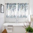 thumbnail image 3 of Green Blue Eucalyptus Leaves Kitchen Curtains Short 45 Inch Length, Summer Botanical Weeping Grommet Top Bedroom Living Room Curtains, Light Filtering Cafe Curtain Drapes 2 Panels Set 84''x45'', 3 of 9