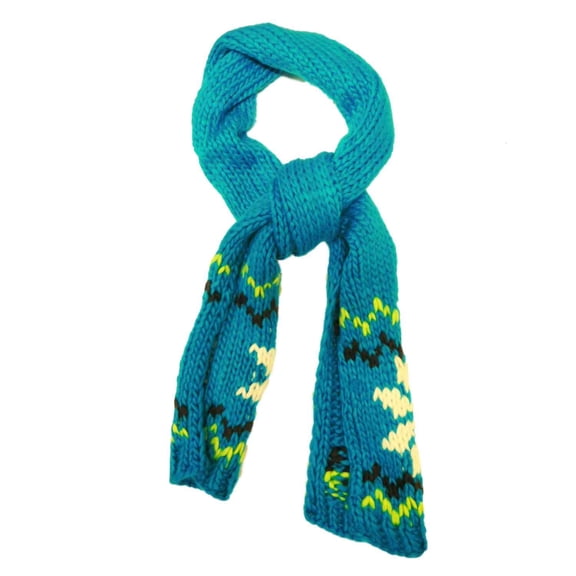 Womens Blue Acrylic Snowflake Cable Knit Winter Neck Scarf