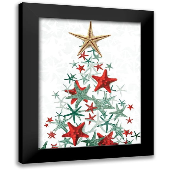 Villa, Mlli 12x14 Black Modern Framed Museum Art Print Titled - Star Fish Christmas Colors