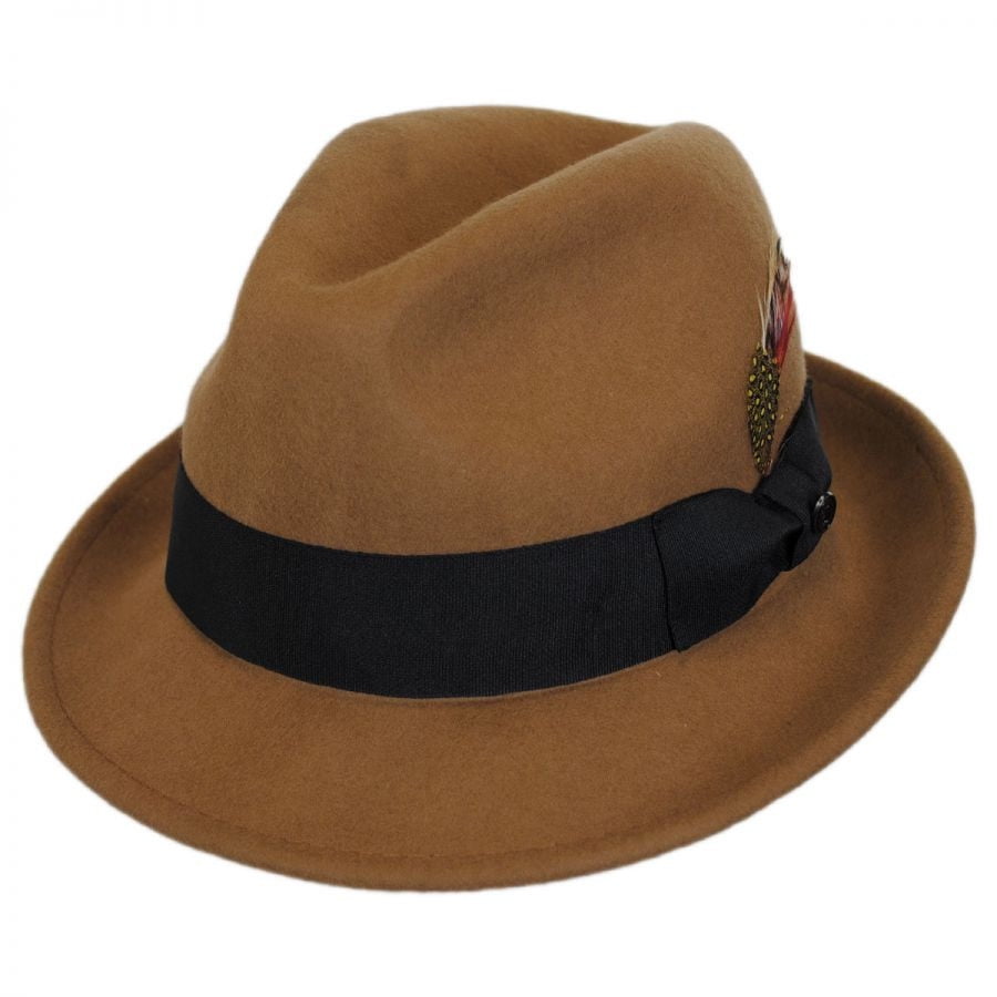 OLIVE Gents 100% Wool Hand Made Felt Fedora Trilby Hat With Matching Band 