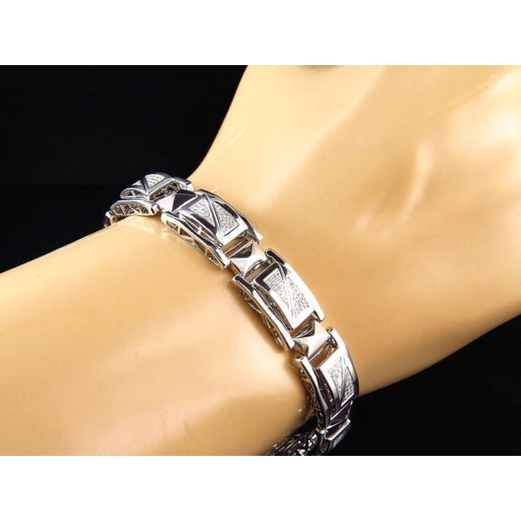 Bluebelljewels Brilliant Round Cut Cubic Zirconia 14K White Gold Finish Men's Bracelet