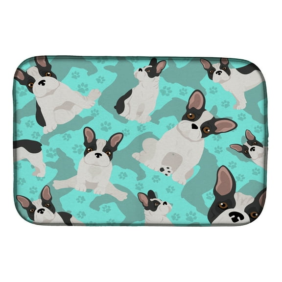 Carolines Treasures MLM1003DDM 21 x 14 in. Blue, Black & White French Bulldog Dish Drying Mat