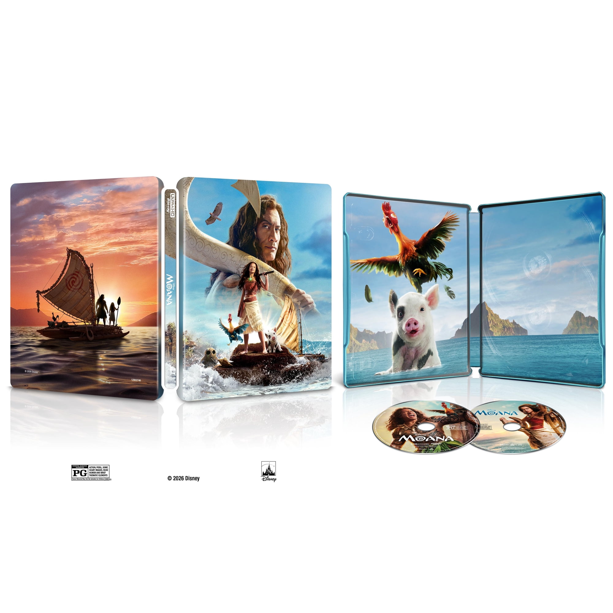 Moana (2026) (Steelbook) (4K Ultra HD + Blu-ray + Digital Copy) Disney Live Action, Action, Adventure