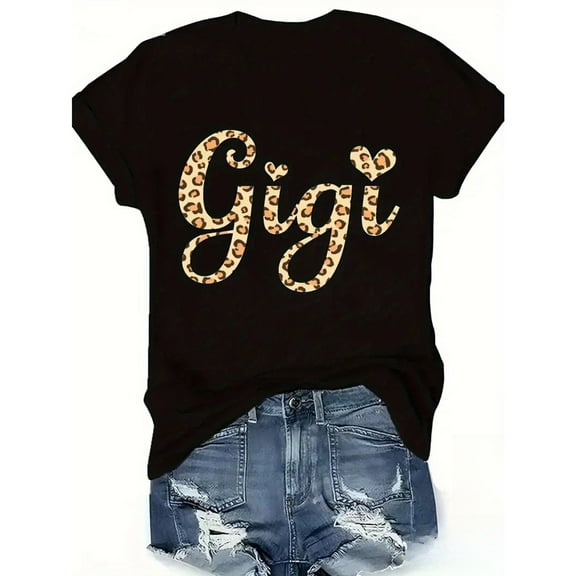 Leopard Polka T-Shirt Graphic Tee Fashion Top Cotton Loose Fit Short Sleeve Casual Black S-5XL