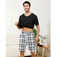 thumbnail image 6 of BEOEOSY Couple Pajamas Matching Sets Short Sleeve Pjs for Men V Neck Pajamas Soft Sleepwear 2 Piece Lounge Set (Black-Men,XXL), 6 of 7