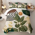 thumbnail image 2 of Castle Fairy Mid Century Tropical Leaf Quilt Full 3-Piece,Abstract Curved Line Full Bedspread Sets,Olive Gold Cream,1 Coverlet and 2 Pillowcases, 2 of 7