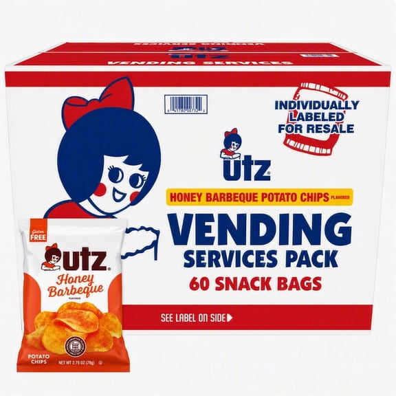 Utz Honey Barbeque Potato Chips Vending Services Pack, 1 oz (60 Count)
