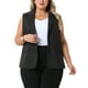 thumbnail image 1 of Blazer a rayas sin mangas de talla grande para mujer GRACE & GRANDEUR, con solapa, cuello en V, botones, chalecos de traje casual de negocios con bolsillo 2X negro, 1 of 1