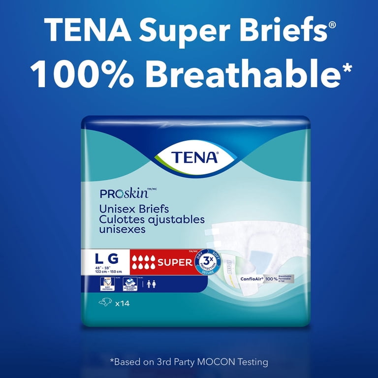 TENA, Adult Diapers, Super Absorbency, XL, 48 ct, Breathable