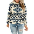 thumbnail image 2 of Women's Ethnic Print Pullover Hoodie Casual Long Sleeve Pocket Design Style, 2 of 6