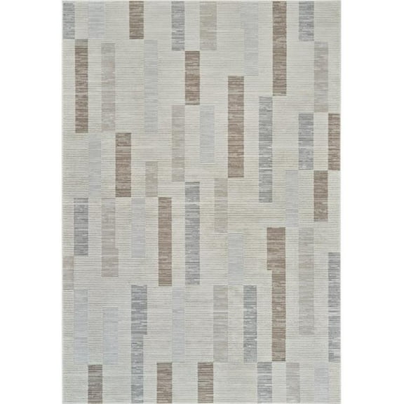 HomeRoots 558882 7 x 10 ft. Abstract Distressed Rectangle Area Rug, Beige & Brown