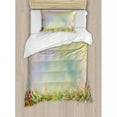 thumbnail image 3 of Ambesonne Watercolor Flower Home Cosmos Daisy Cornflower Wildflower Dandelion in Floral Meadow Scene Duvet Cover Set, 3 of 3