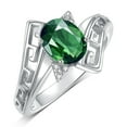 thumbnail image 3 of RYLOS Rings for Women Sterling Silver Greek Key Designer Ring 9X7MM Gemstone & Diamond Ring September Green Sapphire Jewelry Size 9, 3 of 7