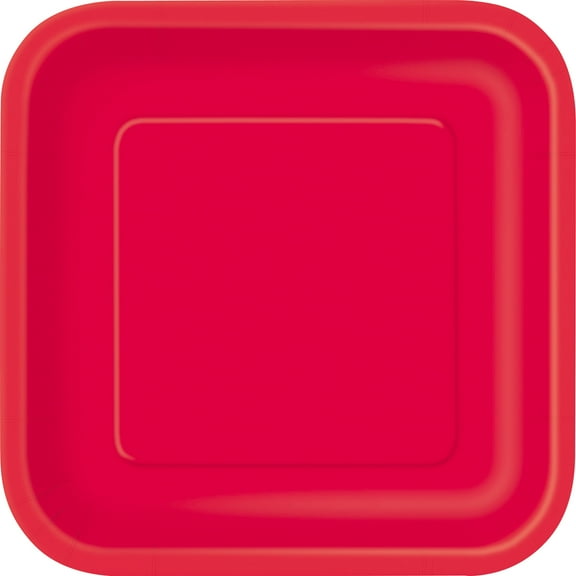 9" Square Red Party Plates, 14ct