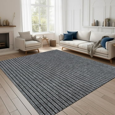Koloko Outdoor Runner Rug Indoor Non-Slip Area Rugs Custom Size Carpet Runners with Rubber Backing Mat for Hallway Kitchen Entryway Garage Laundry Striped Grey, 3ft x 3ft