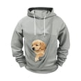 thumbnail image 7 of Mens Hoodies with Dog Pouch Fall Winter Warm Cute Plus Size Kangaroo Pouch Hoodies Casual Cozy Soft Pet Hooded Sweatshirt Light Gray M, 7 of 7