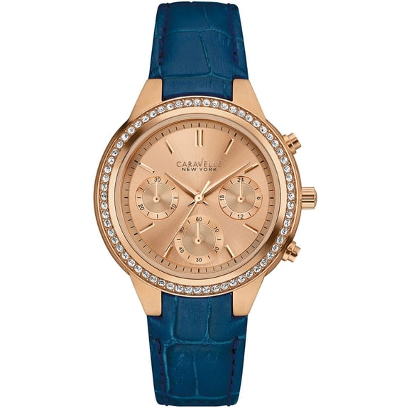 44L183 Women's Watch 88 Hand-Set Crystals Chronograph Blue Strap