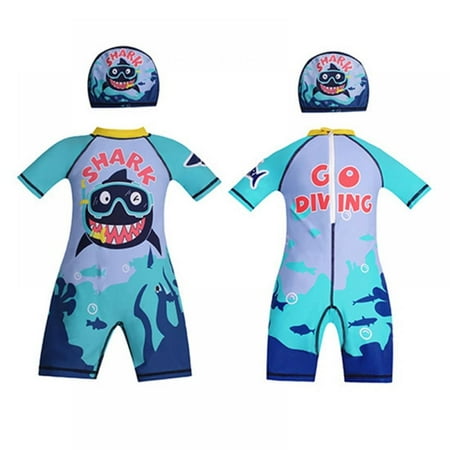 

Sunwukong Toddler Boys One Pieces Swimsuit Set Swimwear Bathing Suit Rash Guards with Sun Hat UPF 50+