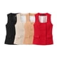 thumbnail image 2 of HH TRAF 2024 Chaleco de mujer, top liso con escote cuadrado, sin mangas, con bolsillos, botones y doble botonadura, tops de verano para mujer, de moda, 4 colores, 2 of 5